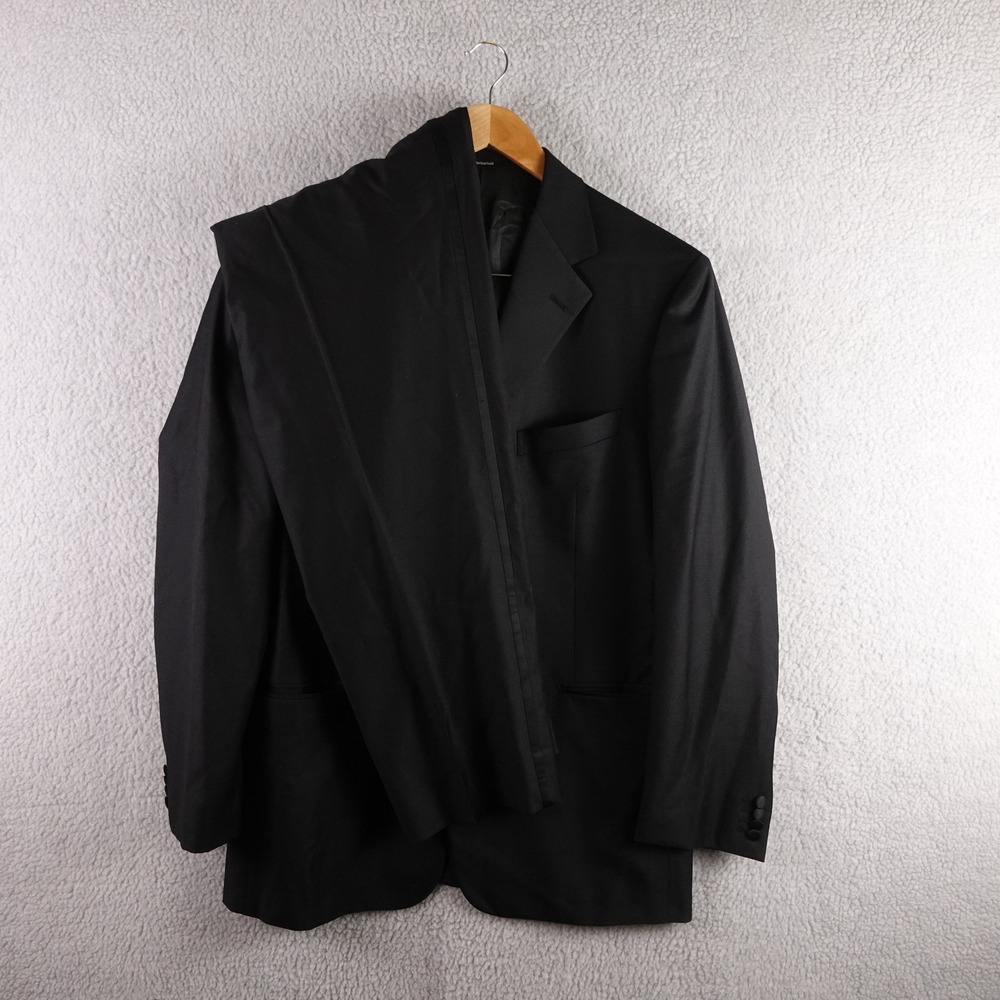 Ermenegildo Zegna Mens Black 100% Wool Tuxedo Suit Made in Switzerland 54R 44R